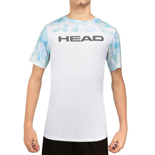 Camiseta Head Recorte Frontal Estampada Branco e Azul Claro-P P