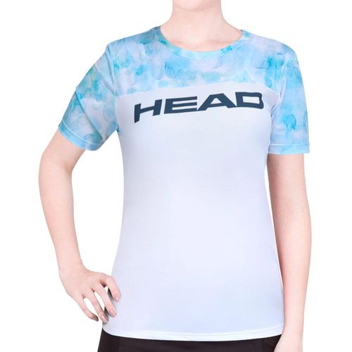 Camiseta Head Recorte Frontal Azul Claro e Branca-G