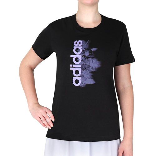 Camiseta Adidas Logo Linear Floral Preta-GG