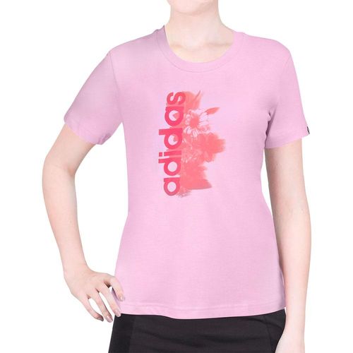 Camiseta Adidas Logo Linear Floral Rosa-GG