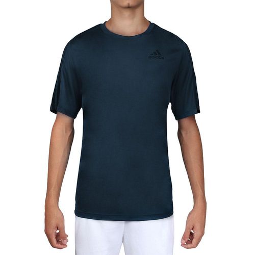 Camiseta Adidas Aeroready Designed to Move Sport 3-Stripes Azul Petróleo e Preta-P