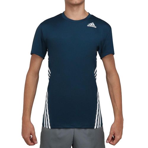 Camiseta Adidas Aeroready 3-Stripes Marinho e Branca-P