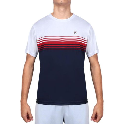 Camiseta Fila Aztec Box Plaid Marinho Branco e Vermelho-M