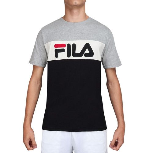 Camiseta Fila Letter Colors Cinza Mescla e Preto-GG