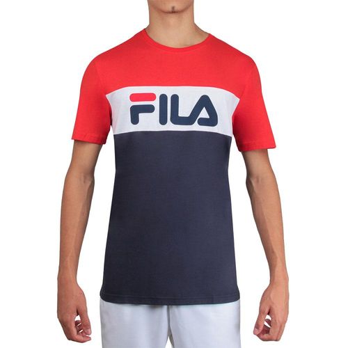 Camiseta Fila Letter Colors Marinho Branco e Vermelho-G G