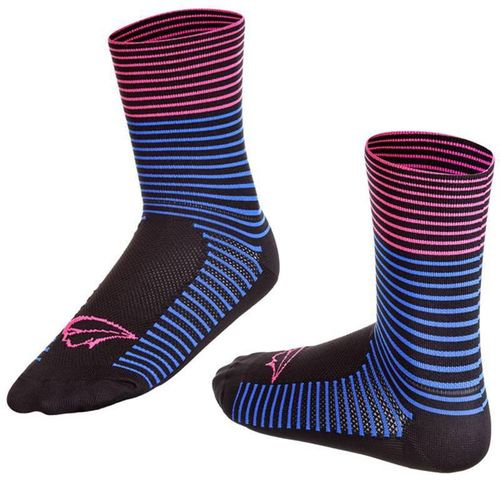 Meia Mauro Ribeiro Cano Alto Preto/Azul e Rosa