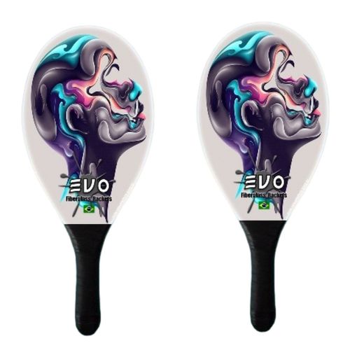 Kit Frescobol 2 Raquetes Fibro De Vidro Evo Face