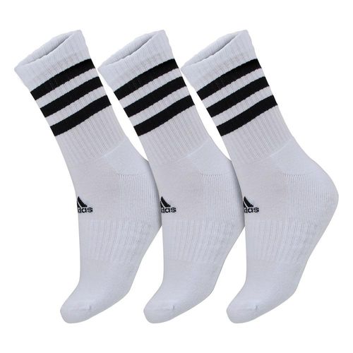 Meia Adidas Listras 38 ao 40 - Pack com 03 Pares - Branca e Preta