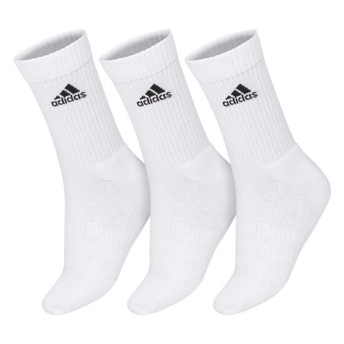 Meia Adidas Cushion Crew DZ9356 - 44 ao 46 - Pack com 03 Pares - Branca