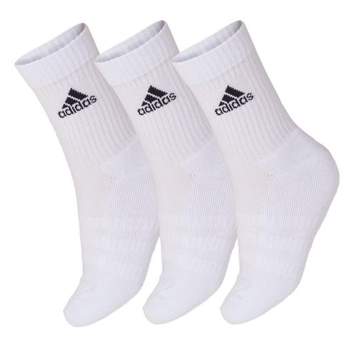 Meia Adidas Cushion Crew DZ9356 - 35 ao 37 - Pack com 03 Pares - Branca