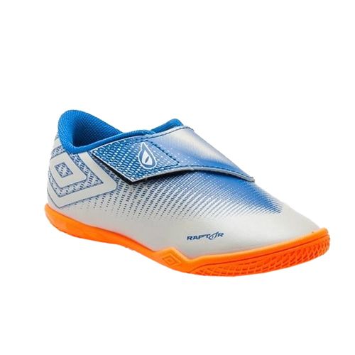 Chuteira Umbro Futsal Raptor Infantil - Azul e Prata