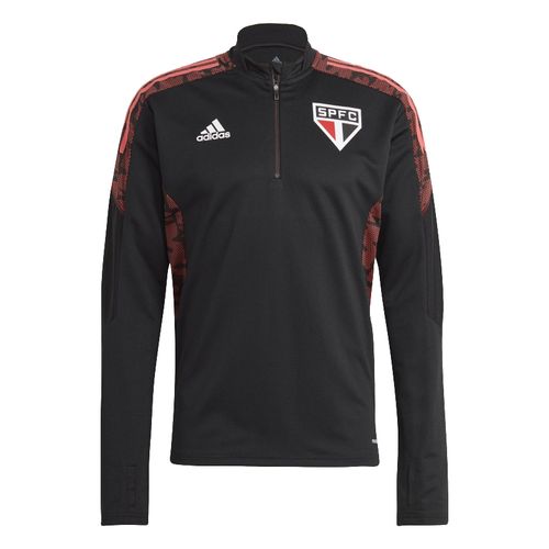 Moletom Adidas São Paulo Treino Masculino - Preto e Vermelho Menor preço em Moletom Adidas São Paulo Treino Masculino - Preto e Vermelho