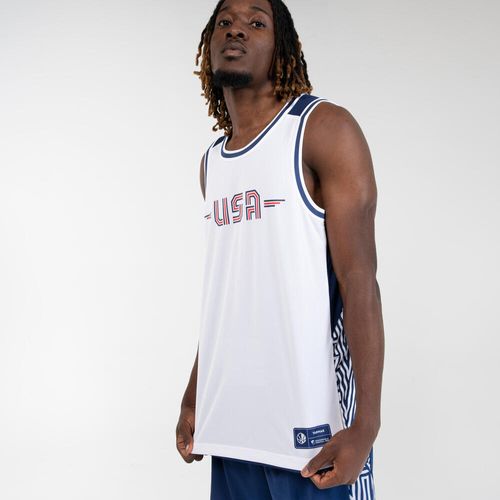 Men Basketball Jersey Reversible T500R White Navy