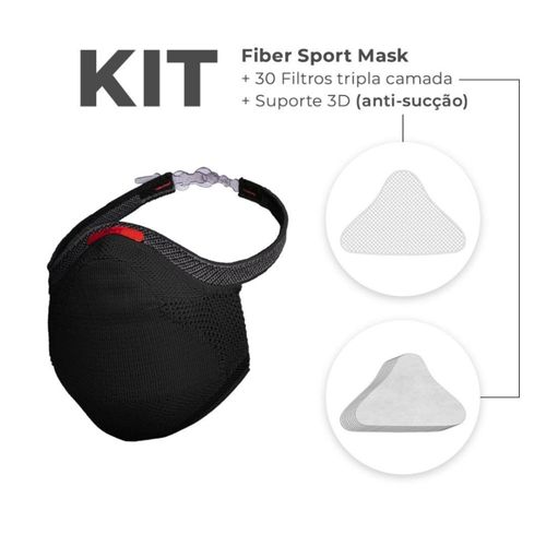 Kit Máscara Esportiva Fiber Knit Unissex - Preta Menor preço em Kit Máscara Esportiva Fiber Knit Unissex - Preta