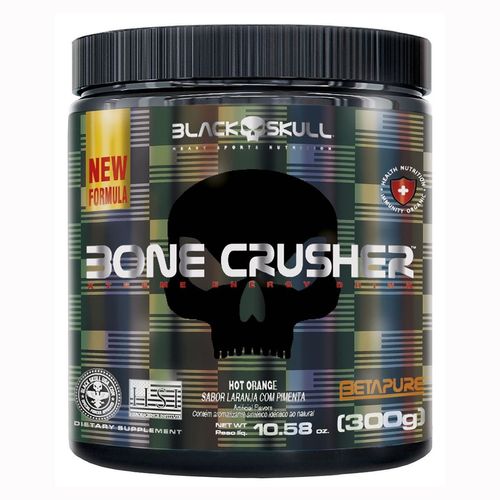 Bone Crusher Nova Fórmula - 300g Hot Orange - Black Skull Menor preço em Bone Crusher Nova Fórmula - 300g Hot Orange - Black Skull